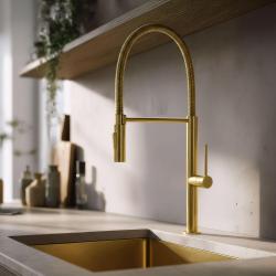 Pure.Sink Luxion Gold kitchen faucet with flexible spout and 2 spray modes PLXFLEX-60