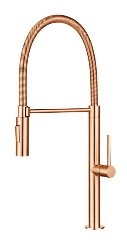 Pure.Sink Luxion Profi copper kitchen faucet with flexible spout and 2 spray modes PLXFLEX-62
