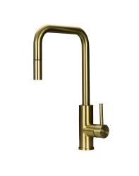 Pure.Sink Luxion Gold square kitchen faucet with pull-out spout PLXSQUA-60