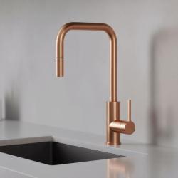 Pure.Sink Luxion Copper kitchen faucet square with pull-out spout PLXSQUA-62
