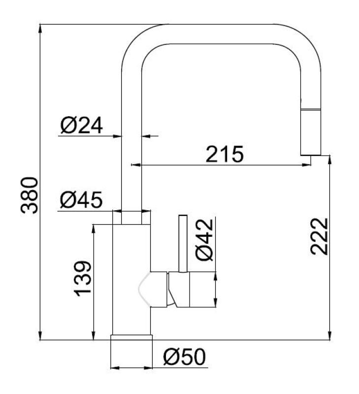 Pure.Sink Luxion Copper kitchen faucet square with pull-out spout PLXSQUA-62