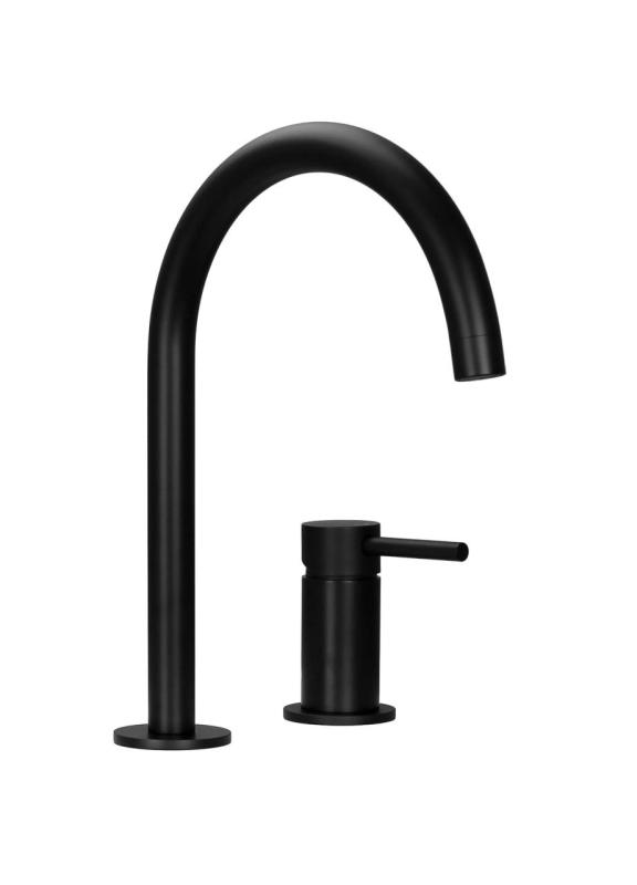 Pure.Sink Luxion 2-hole Matte Black Kitchen Faucet with Round Spout PLX2HR-10