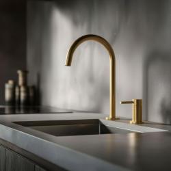 Pure.Sink Luxion 2-hole gold kitchen faucet with round spout PLX2HR-60
