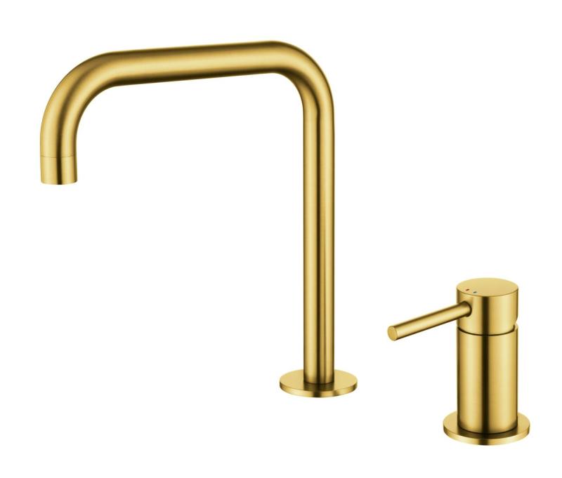 Pure.Sink Luxion 2-hole gold kitchen faucet with U spout PLX2HU-60
