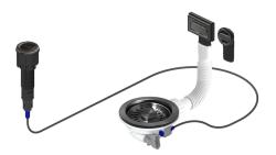 Granitemy Gun Metal Drain Set including push-button waste with plug, plus rectangular and round overflow 1208971745