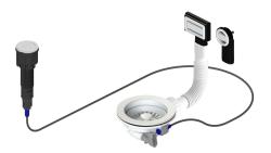 Granitemy White Drainage Set including push-button waste with plug, plus rectangular and round overflow 1208971747