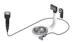 Granitemy Stainless Steel Drainage Set including push-button waste with plug, plus rectangular and round overflow 1208971748