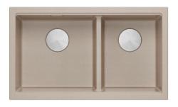 Quadri Newport II Double Beige Granite Undermount Sink 702 x 390 mm with Stainless Steel Plug 1208971757