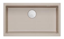 Quadri Newport II large and deep granite sink for both top mount and undermount Beige sink 76x45cm with stainless steel plug 1208971760
