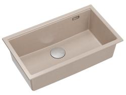 Quadri Newport II large and deep granite sink for both top mount and undermount Beige sink 76x45cm with stainless steel plug 1208971760