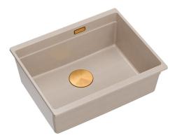 Quadri Newport II granite undermount beige sink 560x450mm with copper plug and drain cap 1208971764
