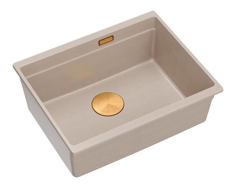 Quadri Newport II granite undermount beige sink 560x450mm with copper plug and drain cap 1208971764