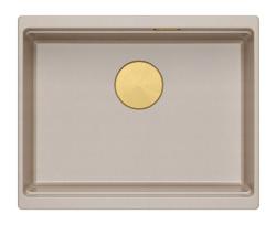Quadri Newport II granite undermount beige sink 560x450mm with golden plug and drain cap 1208971765
