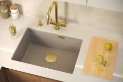 Quadri Newport II granite undermount beige sink 560x450mm with golden plug and drain cap 1208971765