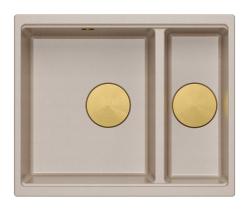 Quadri Newport II beige 1.5 sink granite top mount and undermount sink 555x460mm with gold plug 1208971768