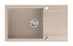Quadri Luton pearl beige granite large built-in sink with reversible drainer 86x50cm with stainless steel plug 1208971775