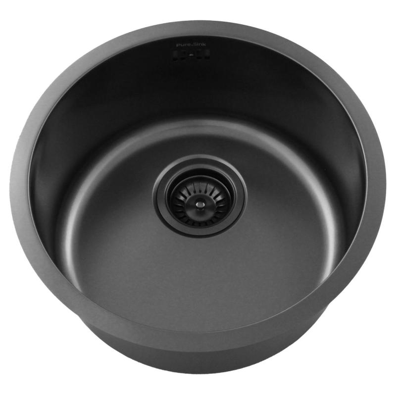 Pure.Sink Rondo Gun Metal Round Sink flush mount, undermount and top mount 38 cm PRN38-61