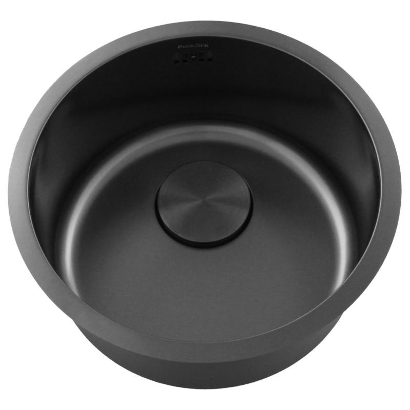 Pure.Sink Rondo Gun Metal Round Sink flush mount, undermount and top mount 38 cm PRN38-61