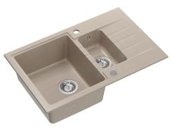 Quadri Cardigan Pearl Beige 1.5 granite built-in sink with drainer reversible 78x50cm 1208971815