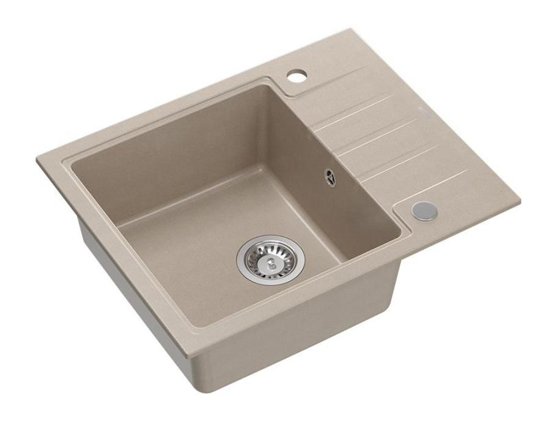 Quadri Cardigan Pearl Beige granite built-in sink with draining board reversible 62x50cm 1208971817