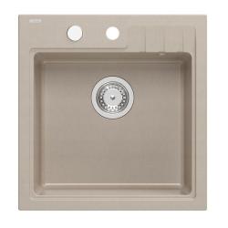 Quadri Cardigan Pearl beige granite built-in sink 50x52cm with faucet hole bank 1208971818