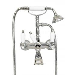 PB Classic tap surface-mounted bath tap set with white handles Chrome including hand shower 1208971823