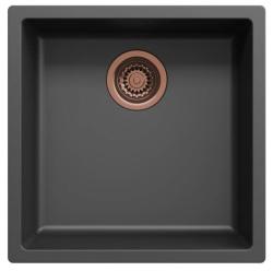 Ausmann Fibre black sink 40x40cm undermount, topmount and flush mount with automatic copper plug 1208971852