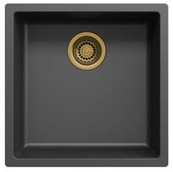 Ausmann Fibre black sink 40x40cm undermount, topmount and flushmount with automatic gold plug 1208971853