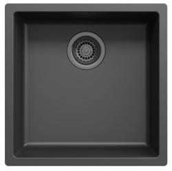 Ausmann Fibre black sink 40x40cm undermount, topmount and flush mount with automatic gun metal plug 1208971854