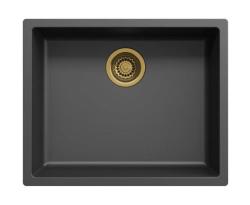 Ausmann Fibre black sink 50x40cm undermount, topmount and flushmount with automatic gold plug 1208971859