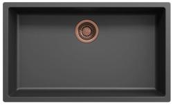 Ausmann Fibre black large sink 70x40cm undermount, topmount and flushmount with automatic copper plug 1208971863