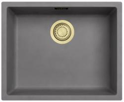 Ausmann Fiber concrete gray sink 50x40cm undermount, top mount and flush mount with golden plug 1208971885