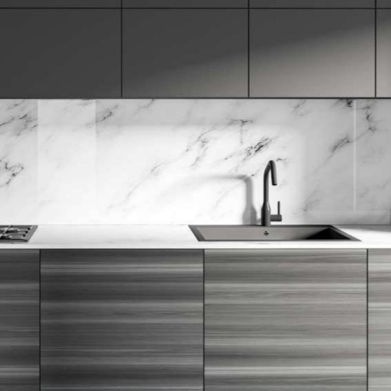 Ausmann Fibre white sink 40x40cm undermount, topmount and flushmount with automatic stainless steel plug 1208971891