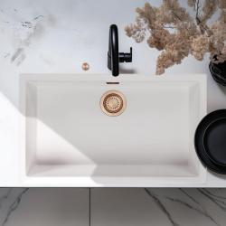Ausmann Fiber white large sink 70x40cm undermount, topmount and flush mount with automatic copper plug 1208971906