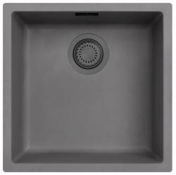 Ausmann Fiber concrete gray sink 40x40cm undermount, topmount and flush mount with automatic gun metal plug 1208971914