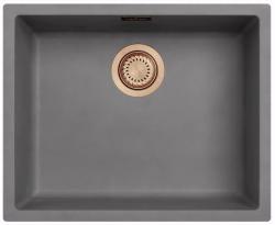 Ausmann Fiber concrete gray sink 50x40cm undermount, topmount and flush mount with automatic copper plug 1208971917