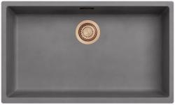 Ausmann Fiber concrete large grey sink 70x40cm undermount, top mount and flush mount with automatic copper plug 1208971922