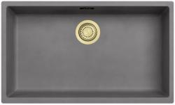 Ausmann Fiber concrete large gray sink 70x40cm undermount, topmount and flush mount with automatic golden plug 1208971923