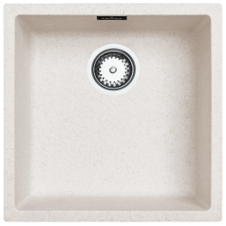 Ausmann Fibre sand white sink 40x40cm undermount, topmount and flush mount with automatic stainless steel plug 1208971925
