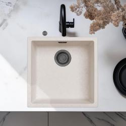 Ausmann Fibre sand white sink 40x40cm undermount, topmount and flush-mount with automatic gun metal plug 1208971929