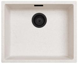 Ausmann Fiber sand white sink 50x40cm under-build, over-build and flush-build with automatic black plug 1208971931