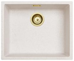 Ausmann Fibre sand white sink 50x40cm undermount, topmount and flush mount with automatic gold plug 1208971933