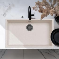Ausmann Fibre sand white large sink 70x40cm undermount, topmount and flush mount with automatic gun metal plug 1208971939