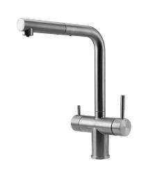 Pure.Sink Elite Steel Clear-S Stainless Steel 3-way Kitchen Tap with Retractable Spout and Filtered Water PS8120-02