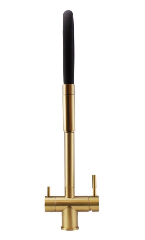 Pure.Sink Elite Steel Flex 3-way PVD brushed gold kitchen faucet with flexible spout and Filtered Water PS8110-60