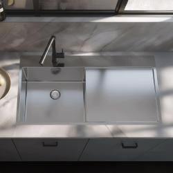 Pure.Sink Exclusivo Stainless steel sink with drainer 100x52 cm Tapwing left PEX47100LT-02