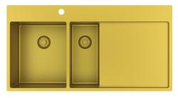 Pure.Sink Exclusivo Gold 1.5 sink with draining board 100x52 cm Tapwing left PEX3418100LT-60