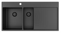 Pure.Sink Exclusivo Gun metal 1.5 sink with drainer 100x52 cm Tapwing left PEX3418100LT-61