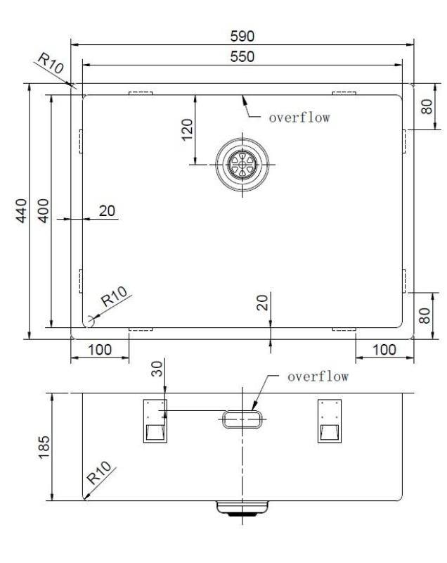 Pure.Sink Exclusivo Copper sink 55x40 cm 10mm radius undermount, flush mount, and top mount PEX5540-62