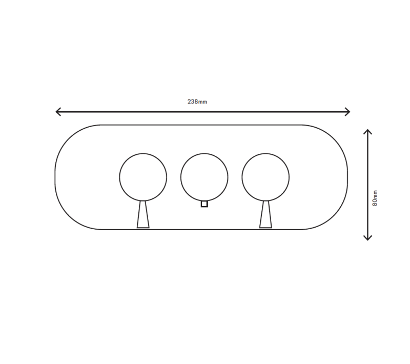 MURO TUA Built-in shower thermostat tap with 2 stop valves, chrome M1.B34T.S.CR